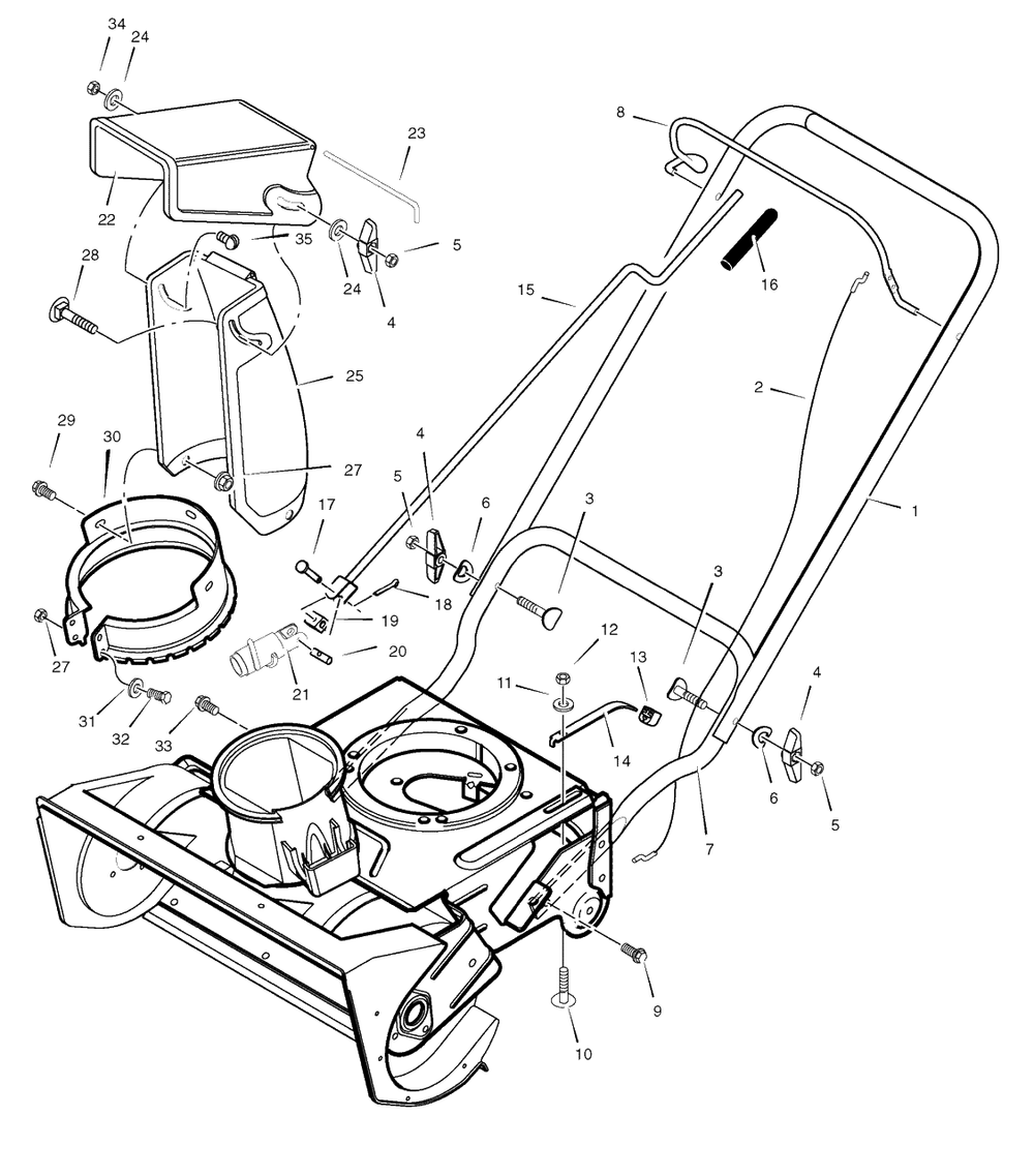 Handle Assembly Diagram and Parts List for 18-2816-48 (6210700x112N)(2007) Briggs and Stratton Snow Blower